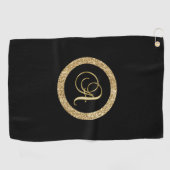 Monogram A, elegante gouden schrift Golfhanddoek (Horizontaal)
