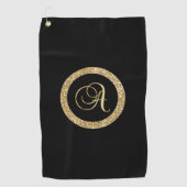 Monogram A, elegante gouden schrift Golfhanddoek (Voorkant)