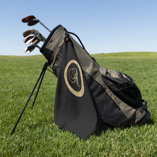 Monogram A, elegante gouden schrift Golfhanddoek (Groen)