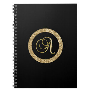 Monogram A, elegante gouden script Notitieboek