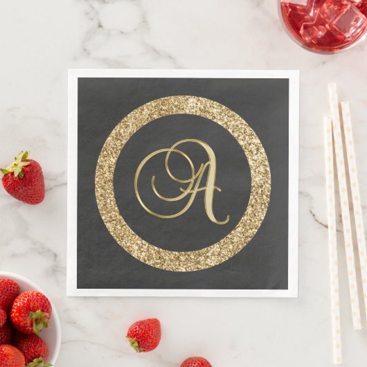Monogram A, elegante gouden script Servet (Insitu)