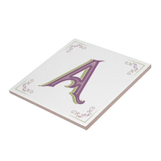 Monogram A, elegante  stijl Tegeltje (Zijkant)