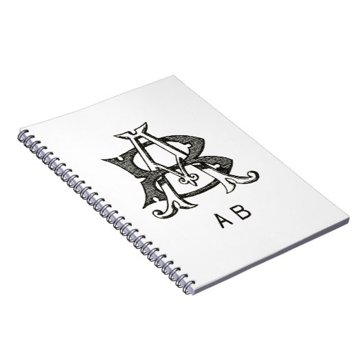 Monogram A en B, paar Initiaal A en B, bruiloft Notitieboek (Rechterzijde)