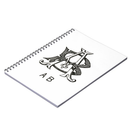 Monogram A en B, paar Initiaal A en B, bruiloft Notitieboek (Linkerzijde)
