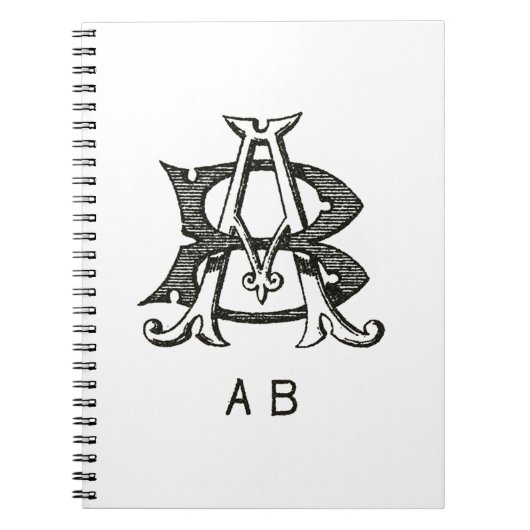 Monogram A en B, paar Initiaal A en B, bruiloft Notitieboek (Voorkant)