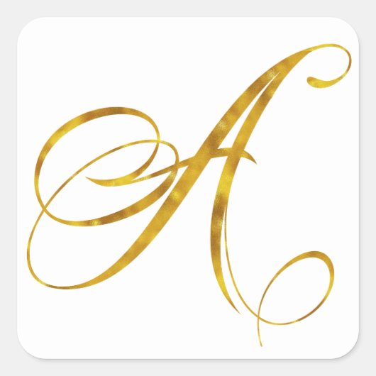 Monogram A Faux Gold Foil Metallic Letter Design Vierkante Sticker (Voorkant)
