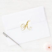 Monogram A Faux Gold Foil Metallic Letter Design Vierkante Sticker (Envelop)