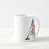 Monogram A Floral Blue Waterverf Coffee Mok (Voorkant rechts)