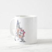 Monogram A Floral Blue Waterverf Coffee Mok (Voorkant links)