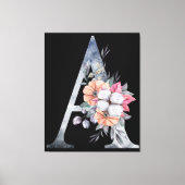 Monogram A Floral Blues Canvas Afdruk (Voorkant)