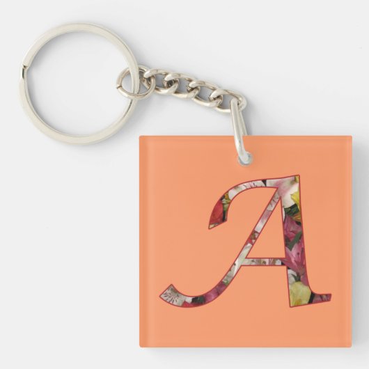 Monogram A "Floral Design Sleutelhanger" Sleutelhanger (voorkant)