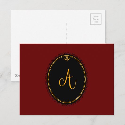 Monogram 'A' goud op zwart Briefkaart (Voorkant / Achterkant)