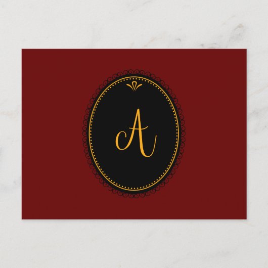 Monogram 'A' goud op zwart Briefkaart (Voorkant)
