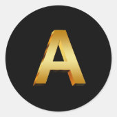 Monogram A goud Ronde Sticker (Voorkant)