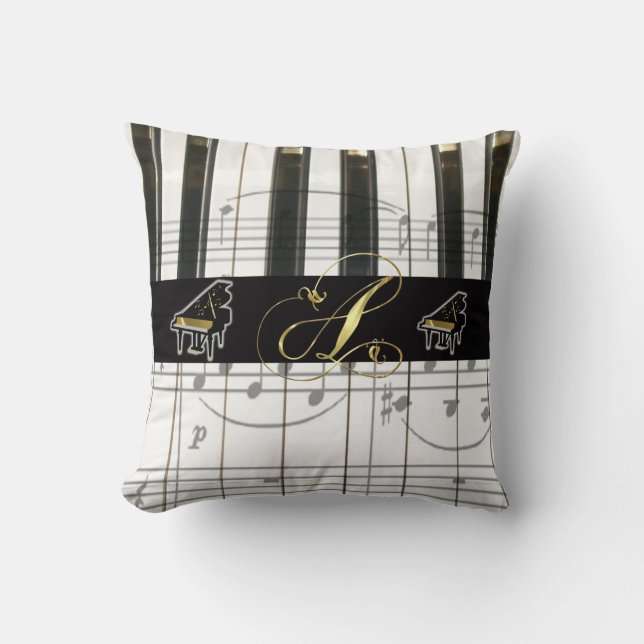 Monogram "A" Grand Piano-toetsenbord Kussen (Voorkant)