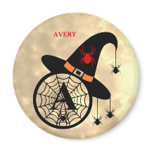 Monogram A Halloween Sky Witch Spiders Naam Magnet