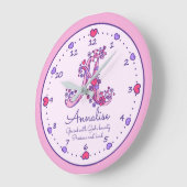 Monogram A harten meisjes naam roze klok (Hoek)