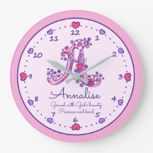 Monogram A harten meisjes naam roze klok