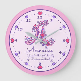 Monogram A harten meisjes naam roze klok