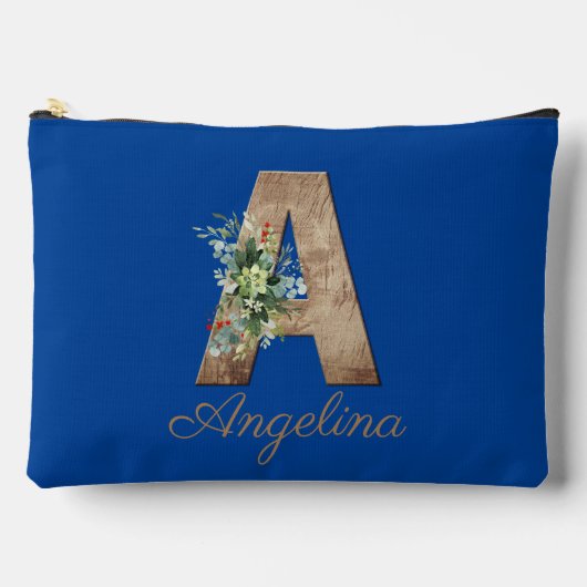 Monogram A houten letter rode bloem Etui (Voorkant)