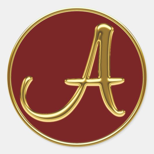 Monogram A in 3D goud Ronde Sticker (Voorkant)