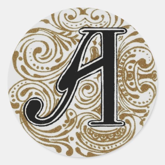 Monogram A in goud - Sticker (Voorkant)