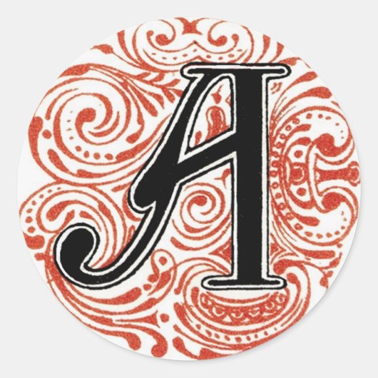 Monogram "A" in rood - sticker (Voorkant)