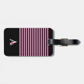 Monogram A in witte roze roos en strepen met blade Bagagelabel (Achterkant horizontaal)