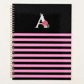 Monogram A in witte roze roze roze en bladstropen Planner (Voorkant)