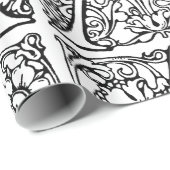 Monogram A Initiaal Black en White Floral Pattern Cadeaupapier (Rol Hoek)