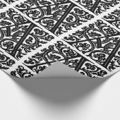 Monogram A Initiaal Black en White Floral Pattern Cadeaupapier (Hoek)