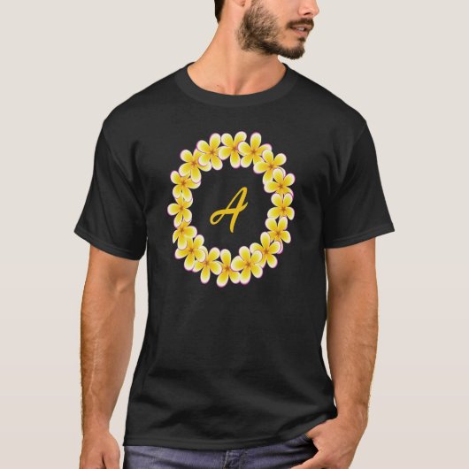 Monogram A Initiaal Lei Geïnspireerd Circle Desi T-shirt (Voorkant)
