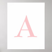 Monogram A Initiaal Letter Modern White & Roze Pos Poster (Voorkant)
