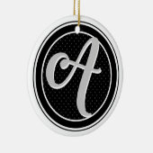 Monogram A Initialen Polka Dots Emblem 0955 Keramisch Ornament (Rechts)