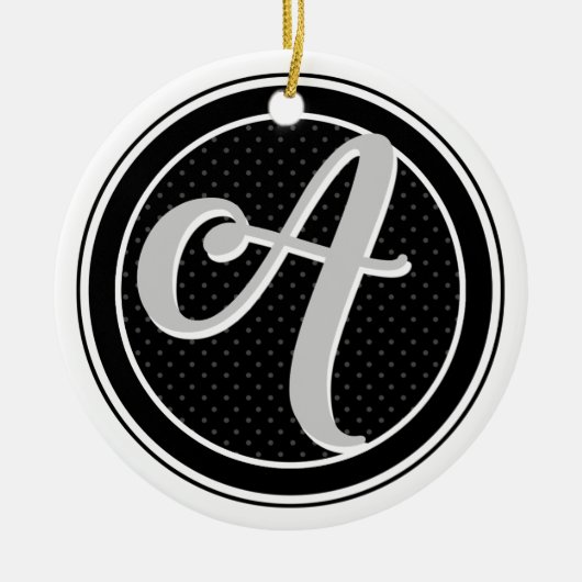 Monogram A Initialen Polka Dots Emblem 0955 Keramisch Ornament (Voorkant)