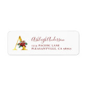 Monogram A Kerst Rood Goud Retouradres Etiket (Voorkant)
