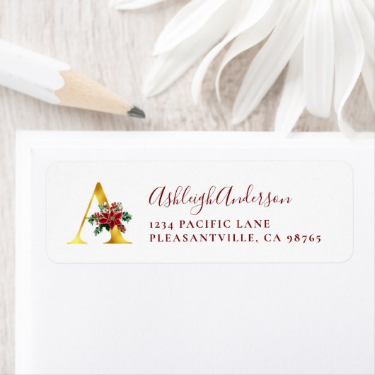 Monogram A Kerstrood retouradres Etiket (Insitu)