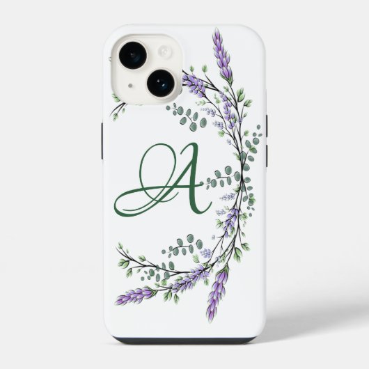 Monogram A Lavendel Eucalyptus Case-Mate iPhone Ho Hoesje (Achterkant)
