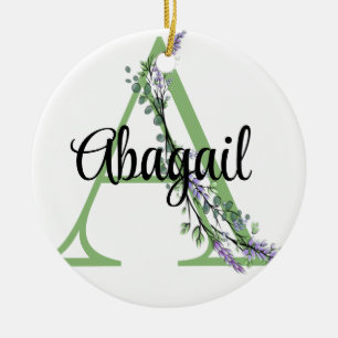 Monogram A lavender Eucalyptus nursery Keramisch Ornament