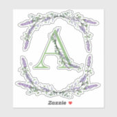 Monogram A lavender Eucalyptus Sticker (Vel)