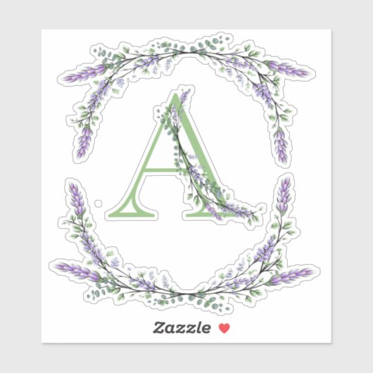 Monogram A lavender Eucalyptus Sticker (Vel)