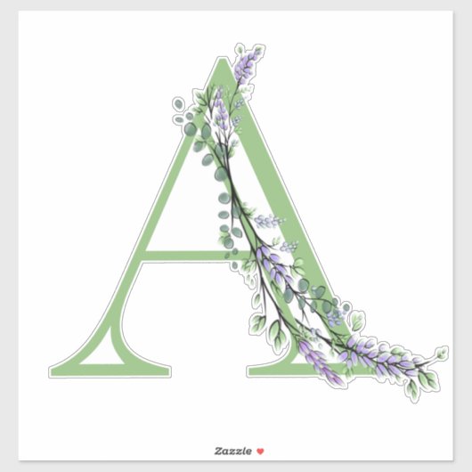 Monogram A lavender Eucalyptus Sticker (Vel)