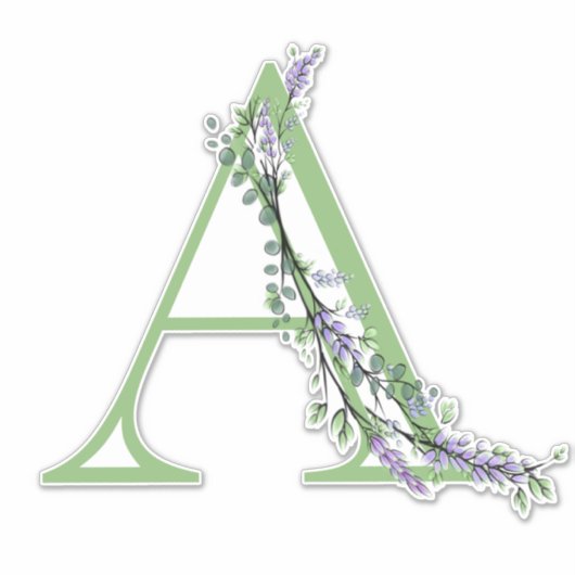 Monogram A lavender Eucalyptus Sticker (Voorkant)