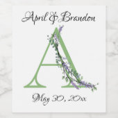 Monogram A lavender Eucalyptus Wijn Etiket (Enkel label)
