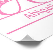 Monogram A, Letter A, Initiaal A, Bloem Roze Wit Poster (Hoek)