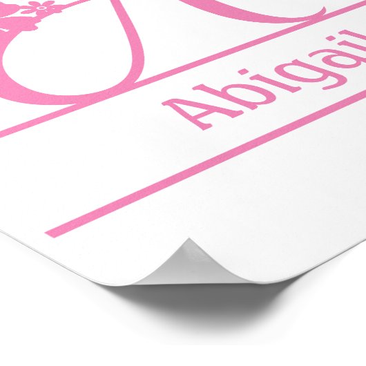 Monogram A, letter A, Initiaal A, Floral roze wit Poster (Hoek)