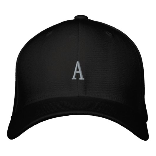 Monogram A Letter of Initiaal Zwarte Basis Flexfit Geborduurde Pet (Voorkant)