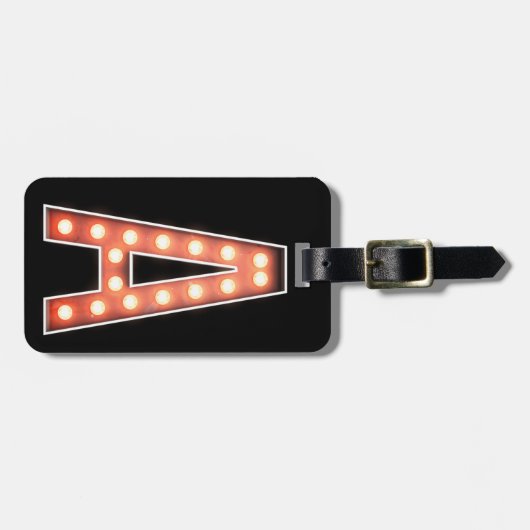 Monogram A Marquee Lichten op maat Bagagelabel (Voorkant horizontaal)