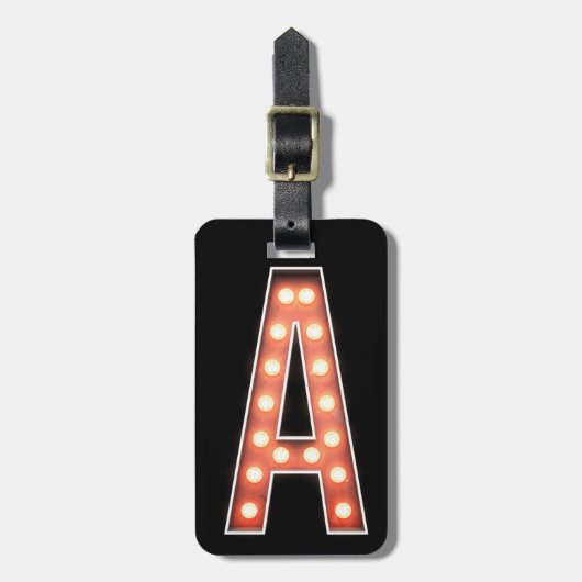 Monogram A Marquee Lichten op maat Bagagelabel (Voorkant verticaal)