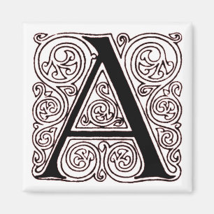 Monogram "A" met donkere rode zwemmen - Magnet